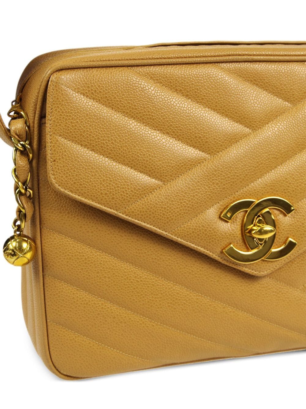 Pre-owned Chanel 1995 Bias Stitch Quilted Shoulder Bag In Yellow
