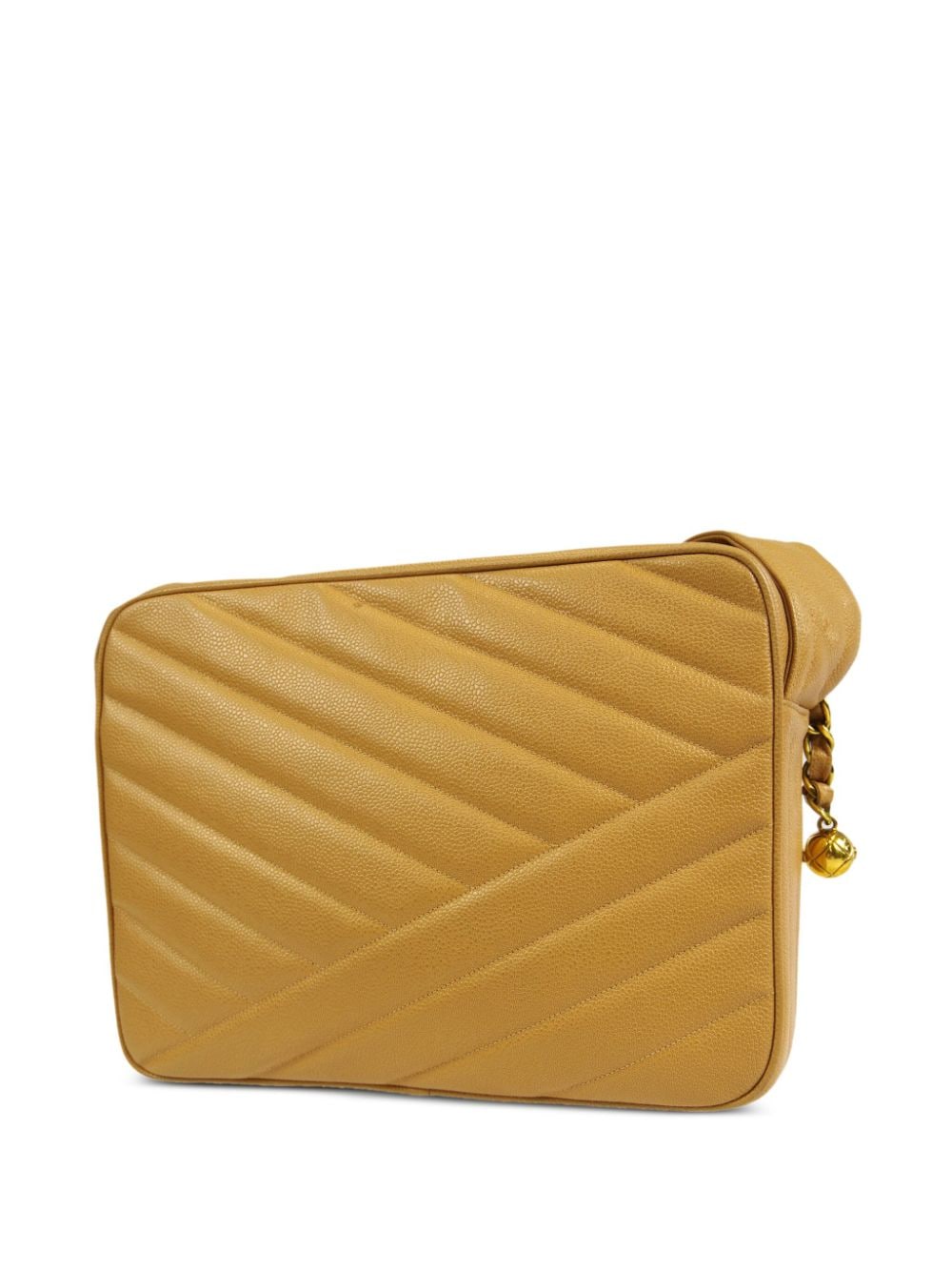 Pre-owned Chanel 1995 Bias Stitch Quilted Shoulder Bag In Yellow