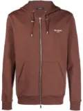 Balmain logo-print drawstring hoodie - Brown