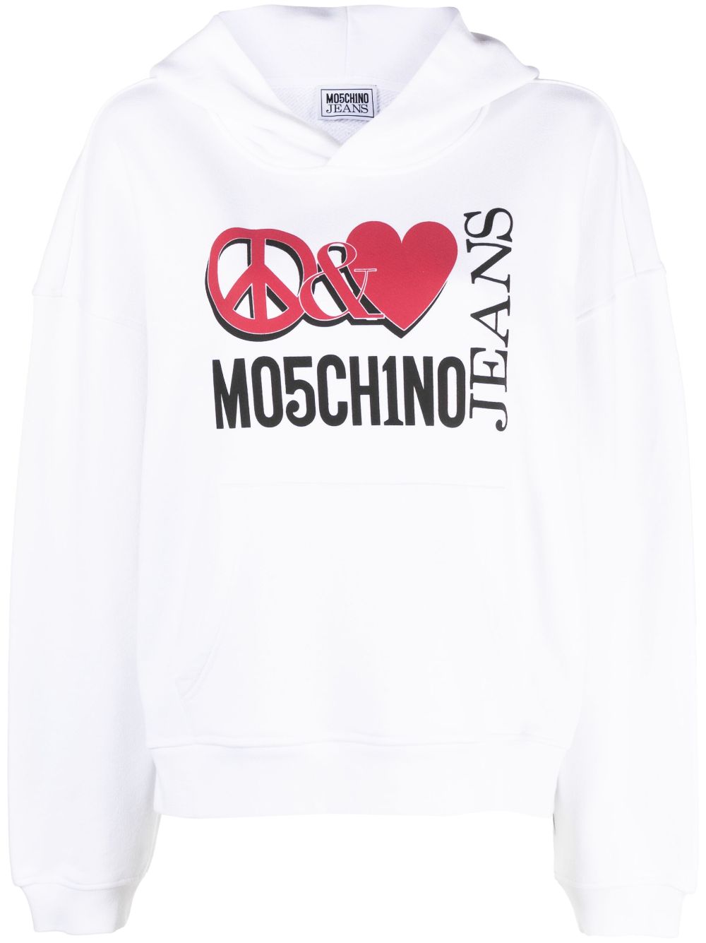 MOSCHINO JEANS graphic logo-print hoodie - White