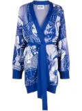 Moschino graphic print wrap cardigan - Blue
