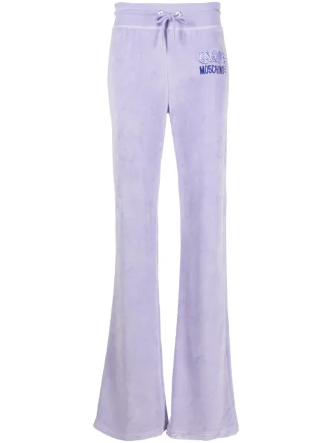 Moschino pants de velour con logo estampado 