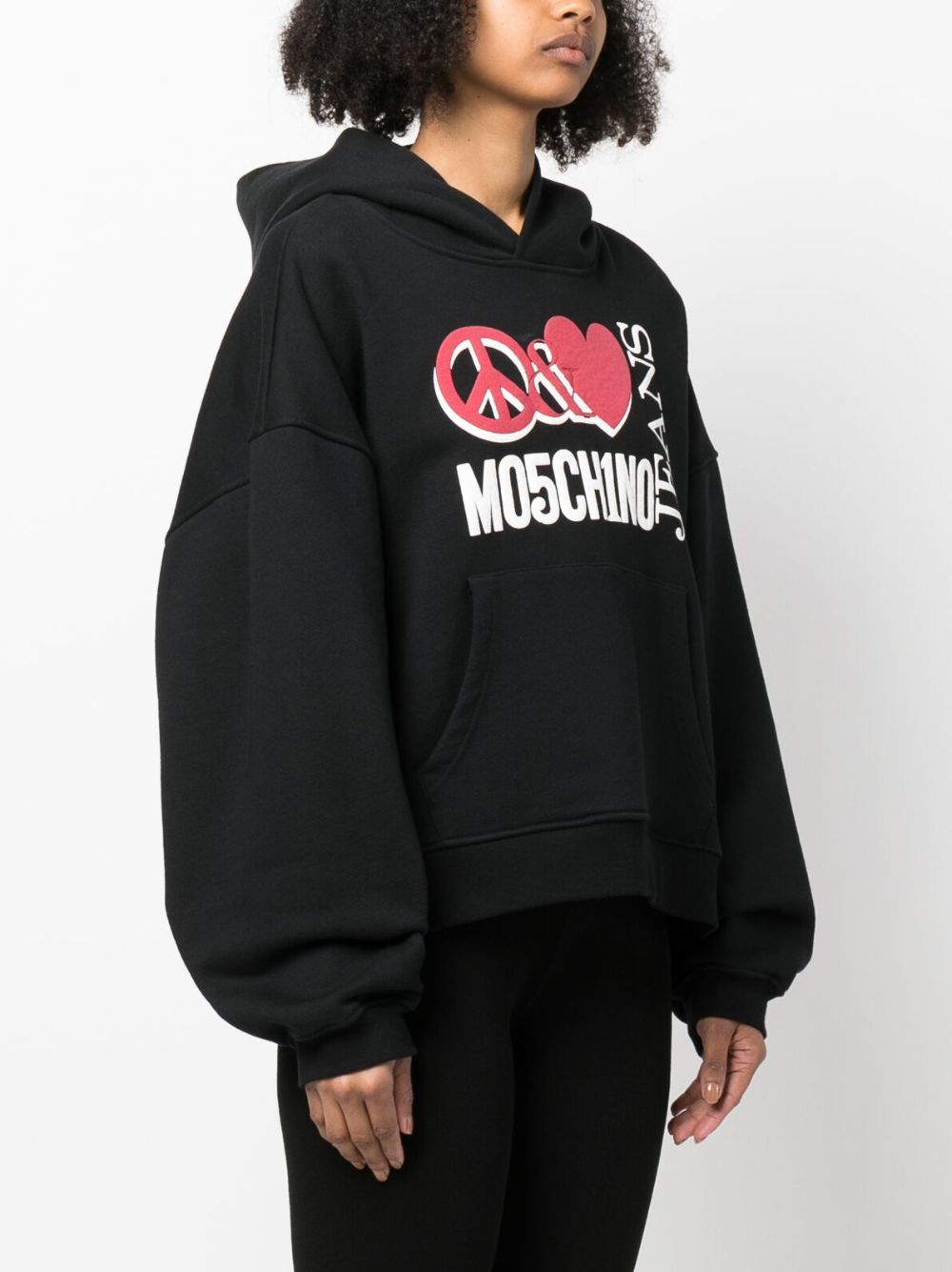 Shop Moschino Logo Print Oversized Hoodie In Black