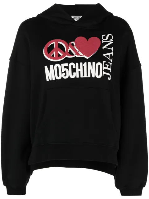 MOSCHINO JEANS logo print oversized hoodie