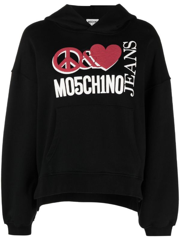 Love Moschino heart-print Cotton Sweatshirt - Farfetch