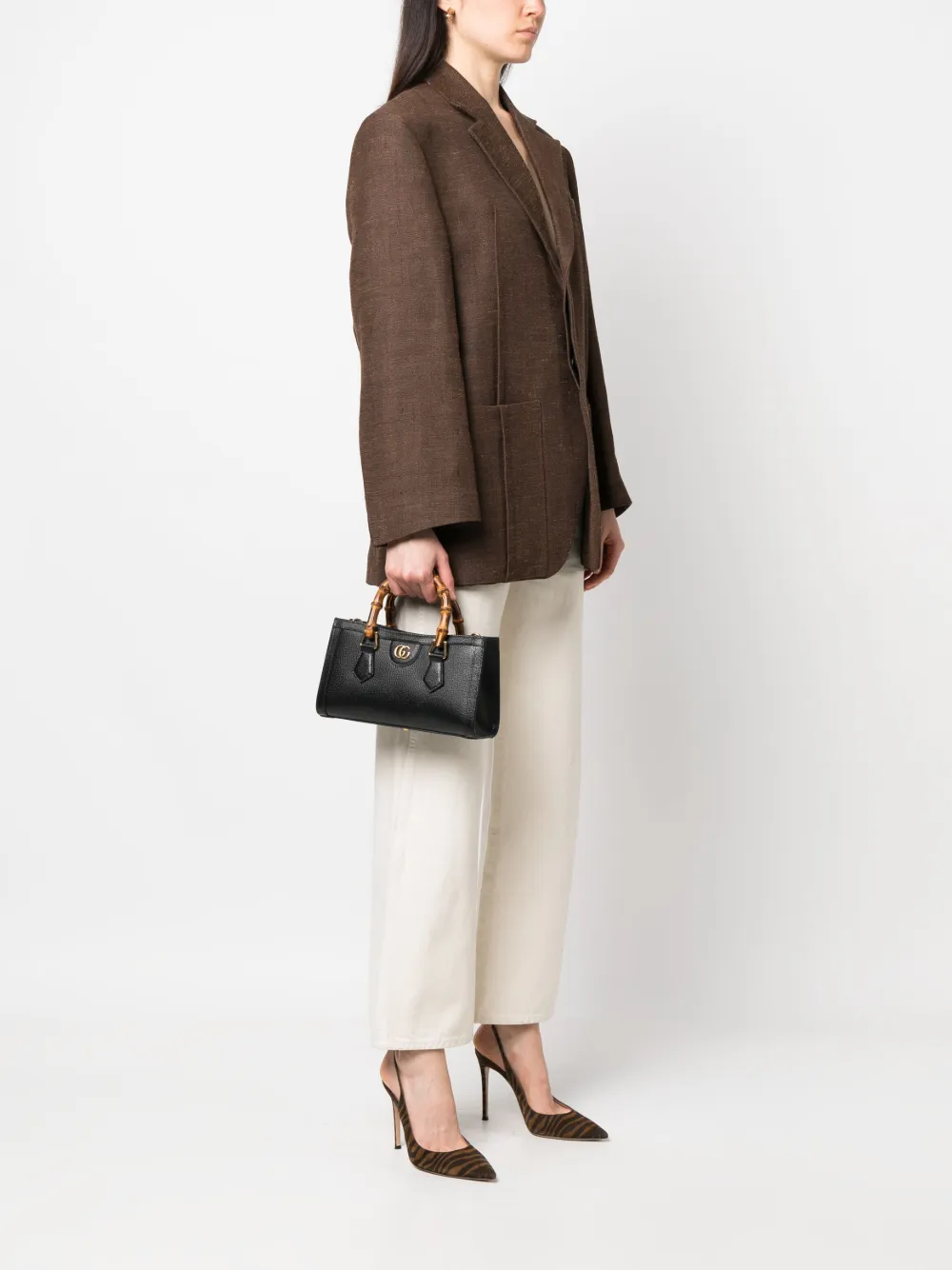Gucci Shopper met logoplakkaat - Zwart