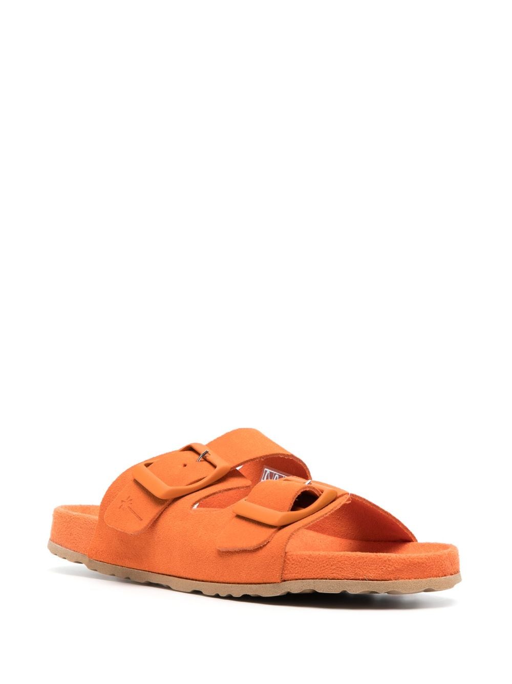 Shop Manebi Double-strap Flat Slides In Orange