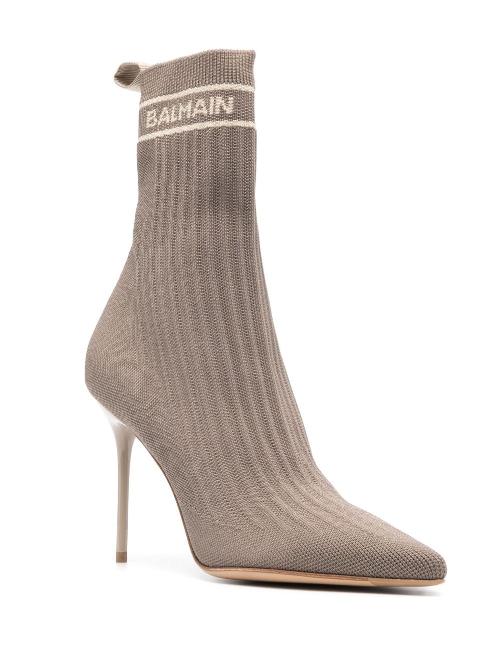 Shop Balmain Pointed-toe Sock-style Boots In Grau