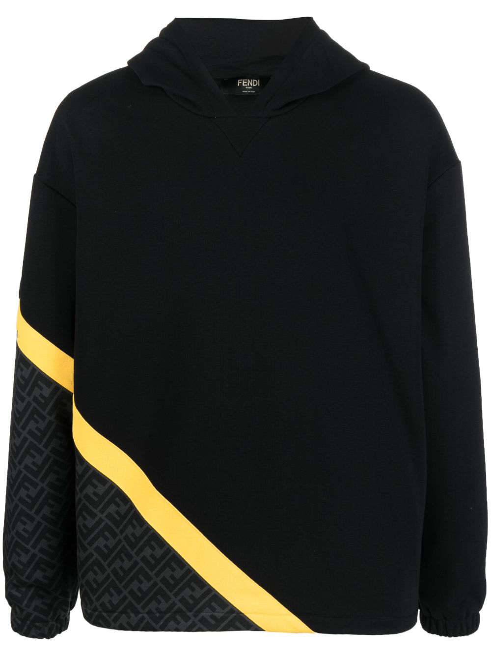 Shop Fendi Logo-print Cotton Hoodie In Black