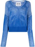 MOSCHINO JEANS two-tone V-neck jumper - Blue