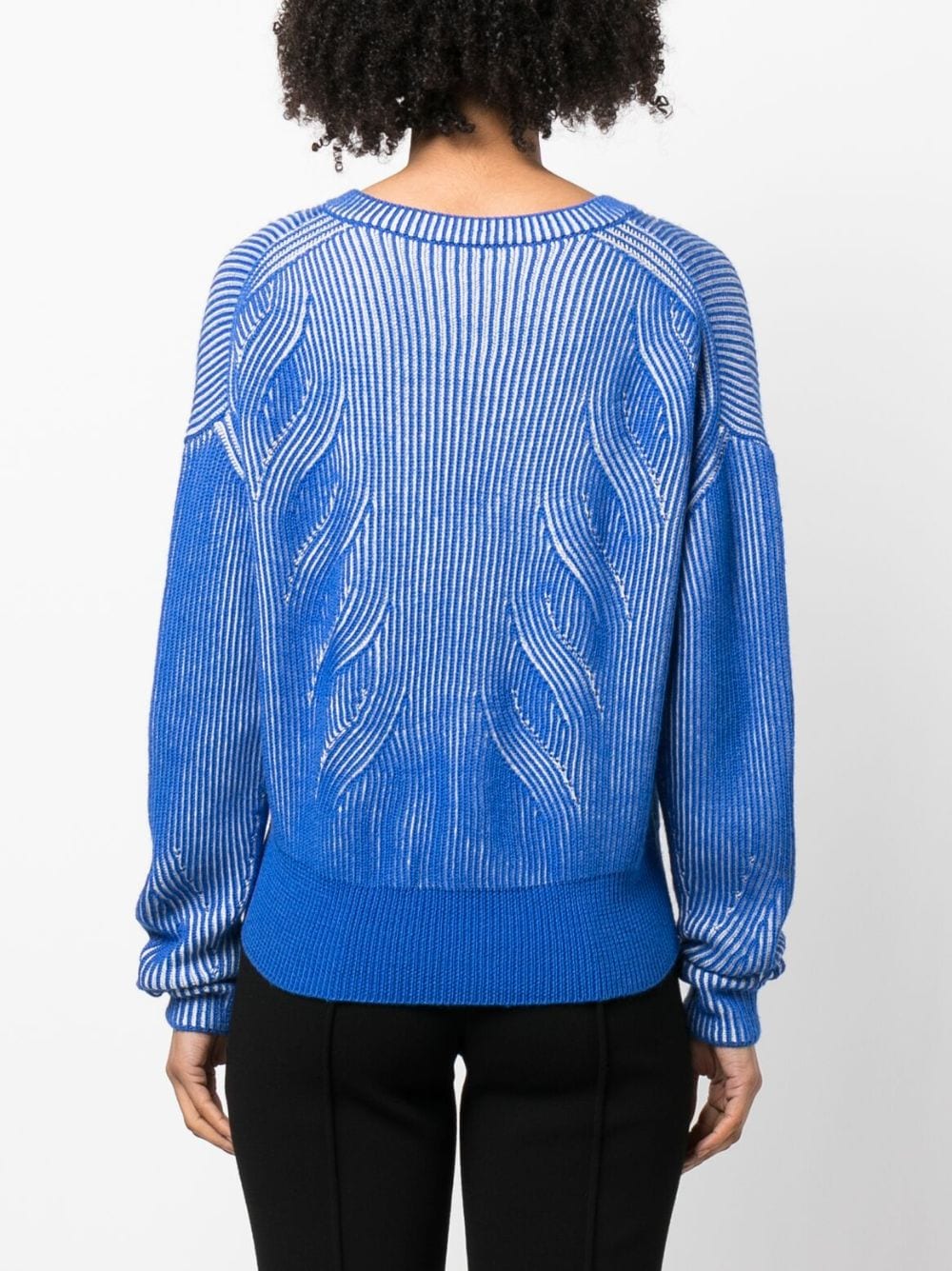 Shop Moschino Two-tone V-neck Jumper In Blue