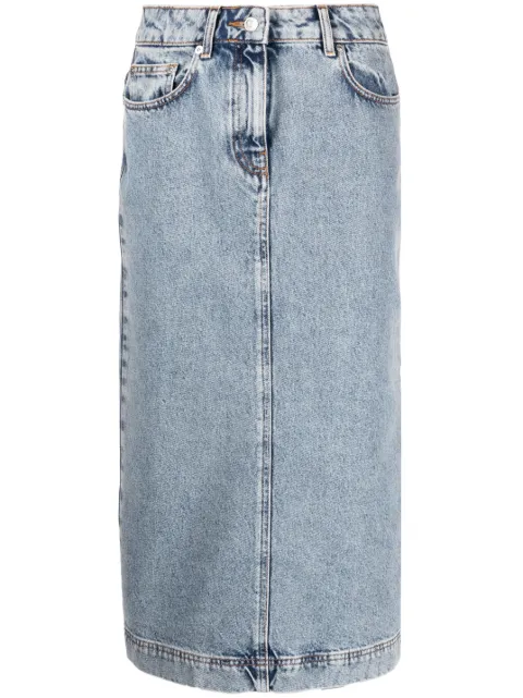 MOSCHINO JEANS washed-denim midi skirt