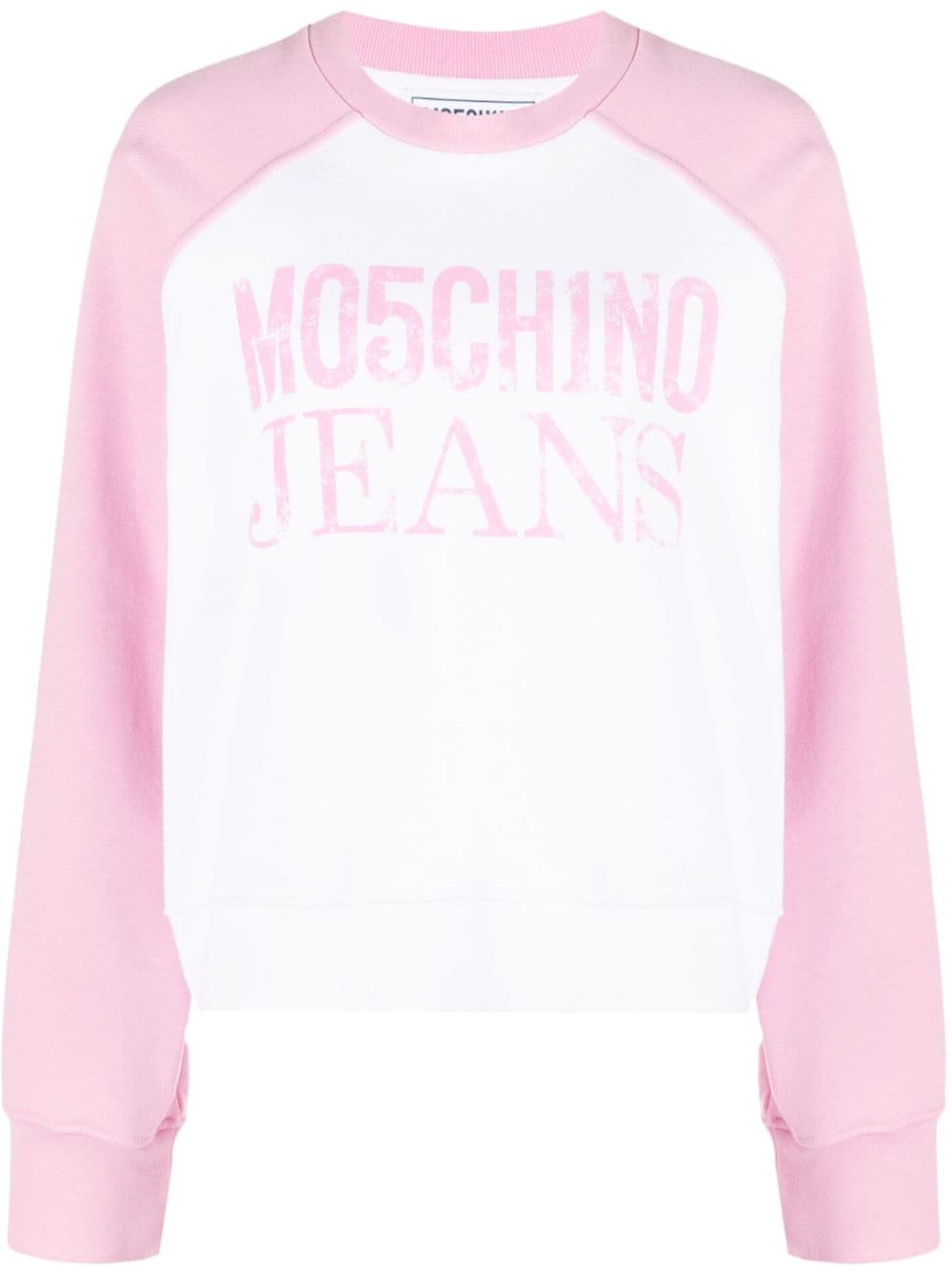 MOSCHINO JEANS logo-print raglan sweatshirt - White