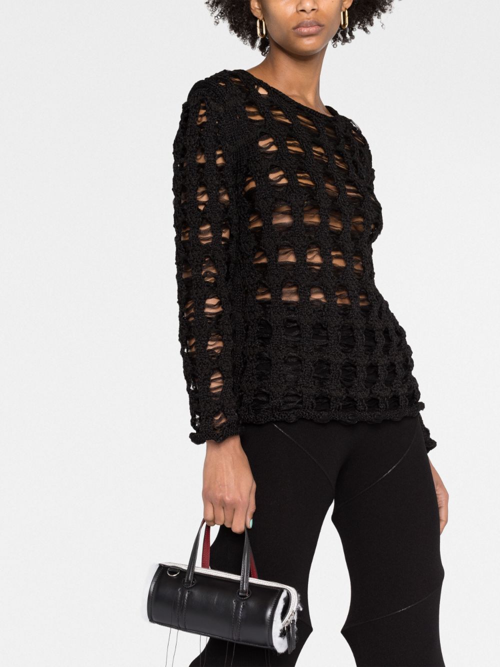 Shop Comme Des Garçons Open-knit Jumper In Black