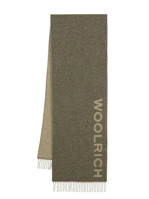 Woolrich logo intarsia-knit fringe-detailing scarf 