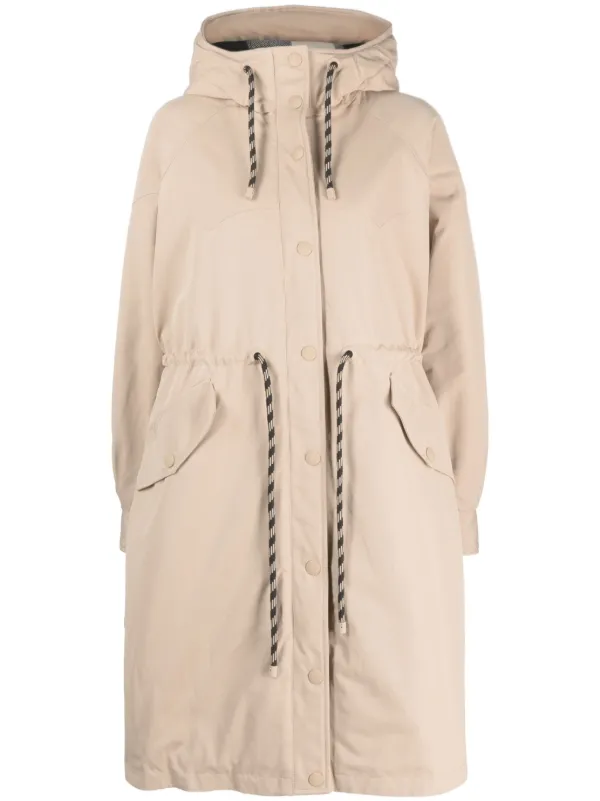 Woolrich long line Drawstring Parka Coat Neutrals FARFETCH BE