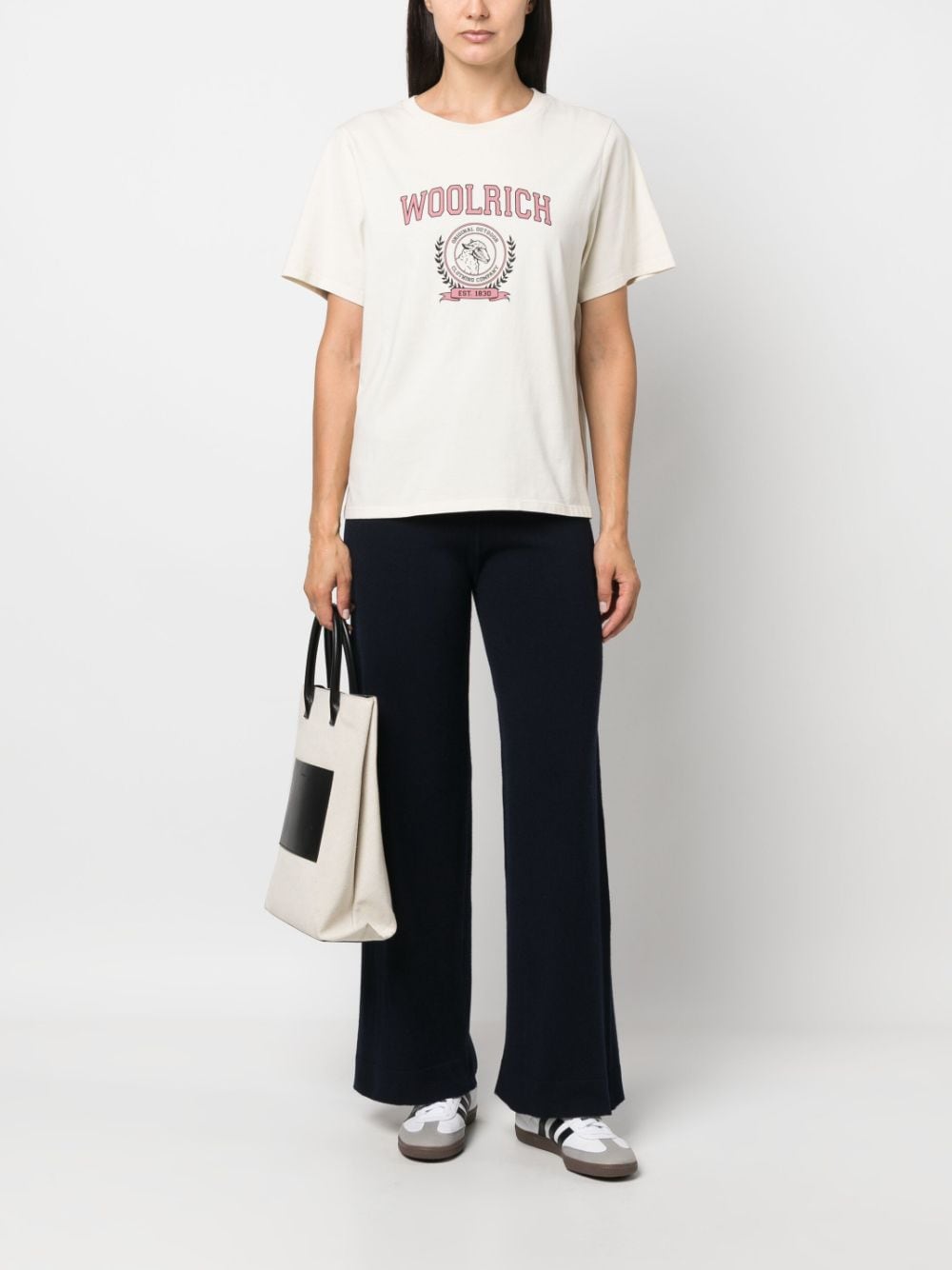 Shop Woolrich Ivy Cotton T-shirt In Neutrals