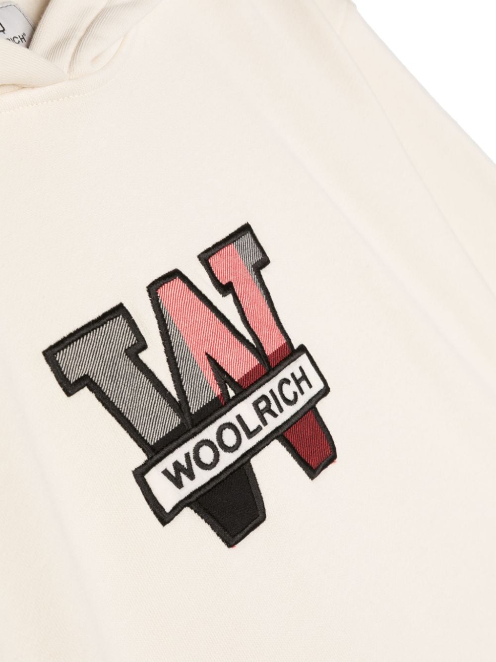 Shop Woolrich Logo-patch Fleece Hoodie In White