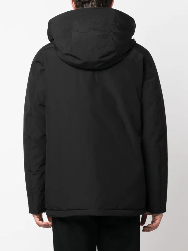 Woolrich Arctic button-up Hooded Down Jacket | Black | FARFETCH