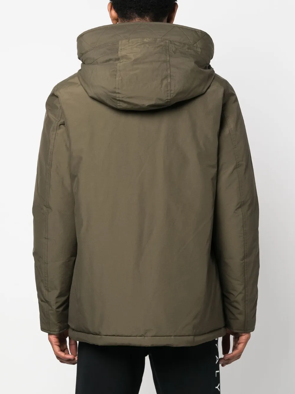 Woolrich Feather Down Padded Parka With Concealed Hood In Green