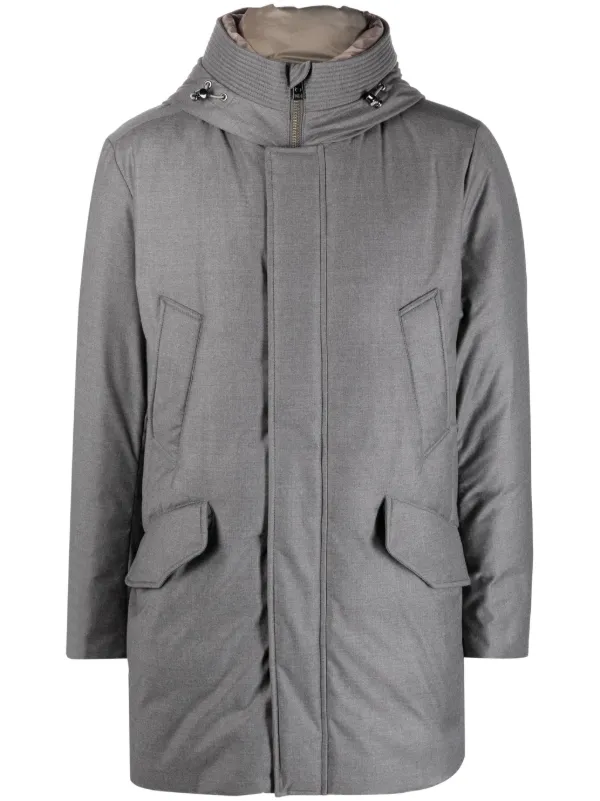 Woolrich Hooded high-neck Parka Grey FARFETCH IN