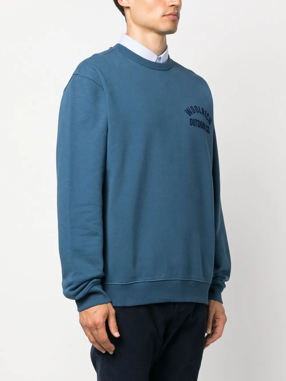 Shop Woolrich Logo-embossed Organic-cotton Sweatshirt In Blue