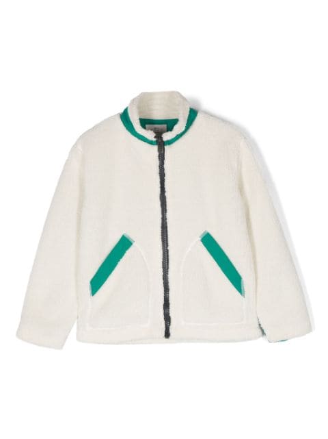 panelled zip-up bomber jacket