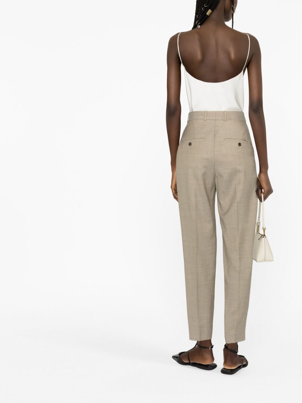 Shop Totême High-waisted Trousers In Nude