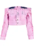 GCDS distressed denim jacket - Pink