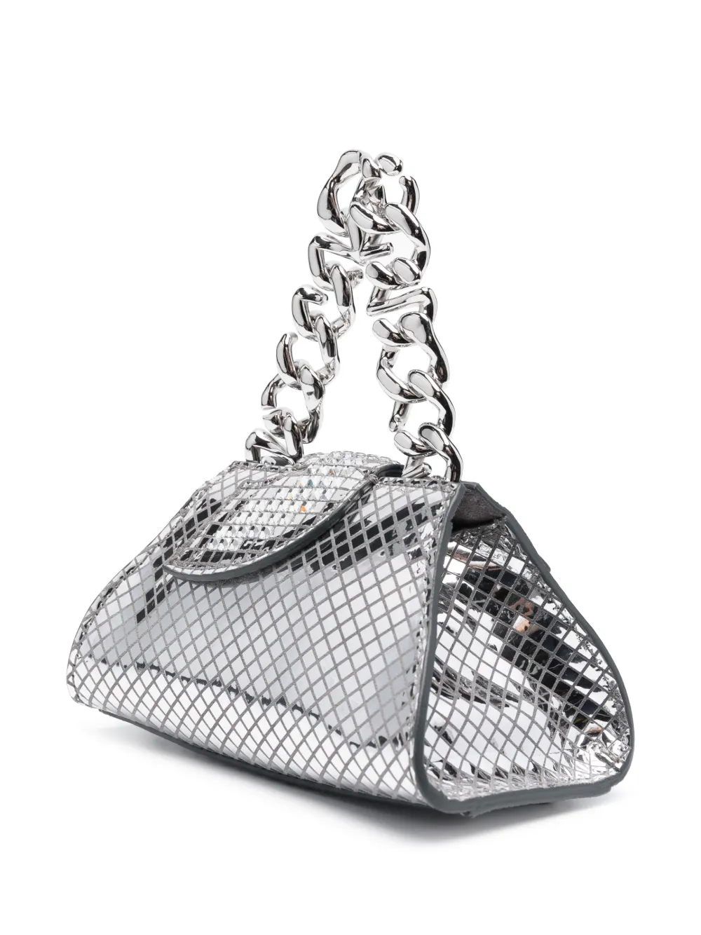 Shop Gcds Micro Comma Mirror Bag In Silver