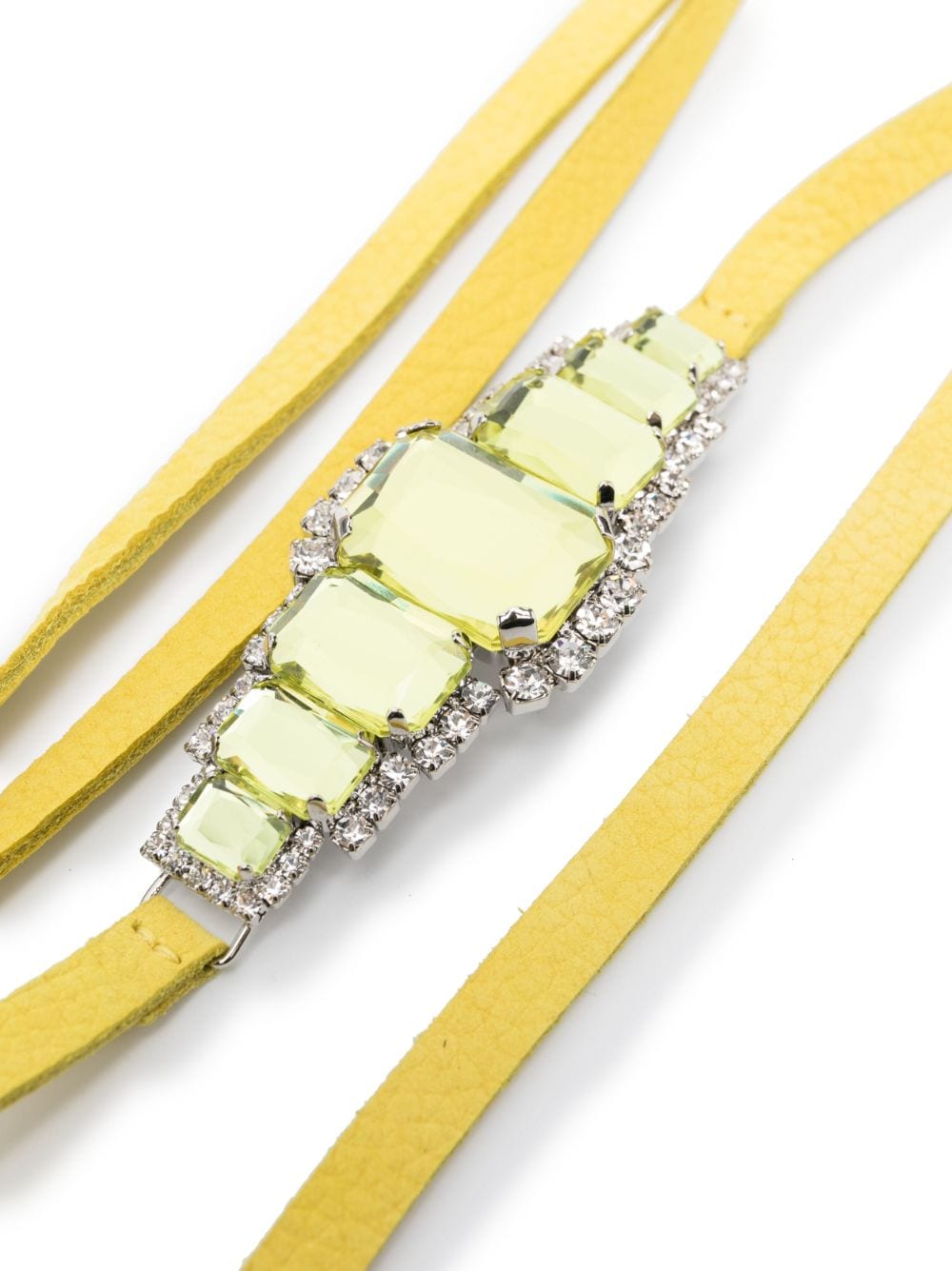 Shop Orciani Crystal-embellished Leather Belt In Gelb