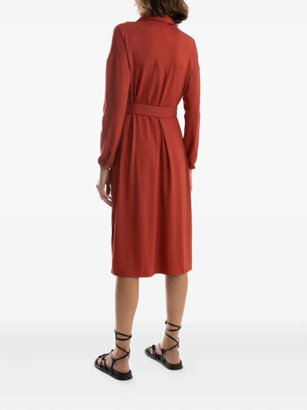 Lygia & Nanny Belted Shirt Dress In Red
