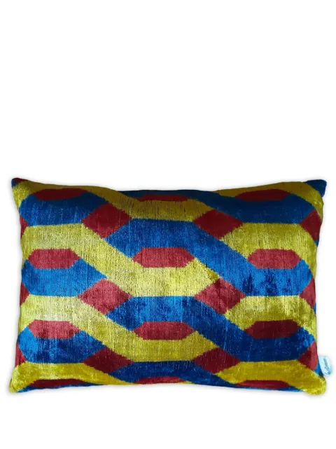 Les-Ottomans geometric-print velvet cushion