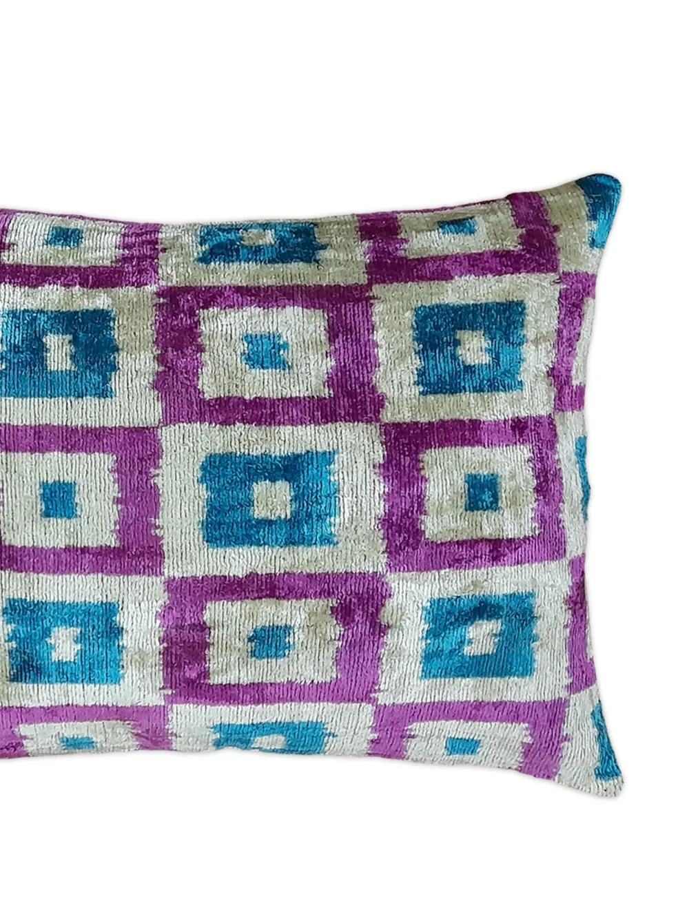 Geometric-Print Velvet Cushion