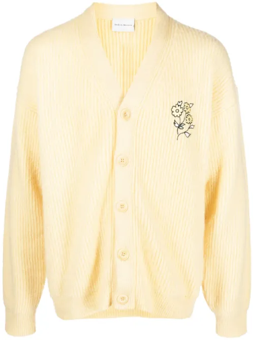 Cardigan nervuré à fleurs brodées - Drôle De Monsieur - Modalova