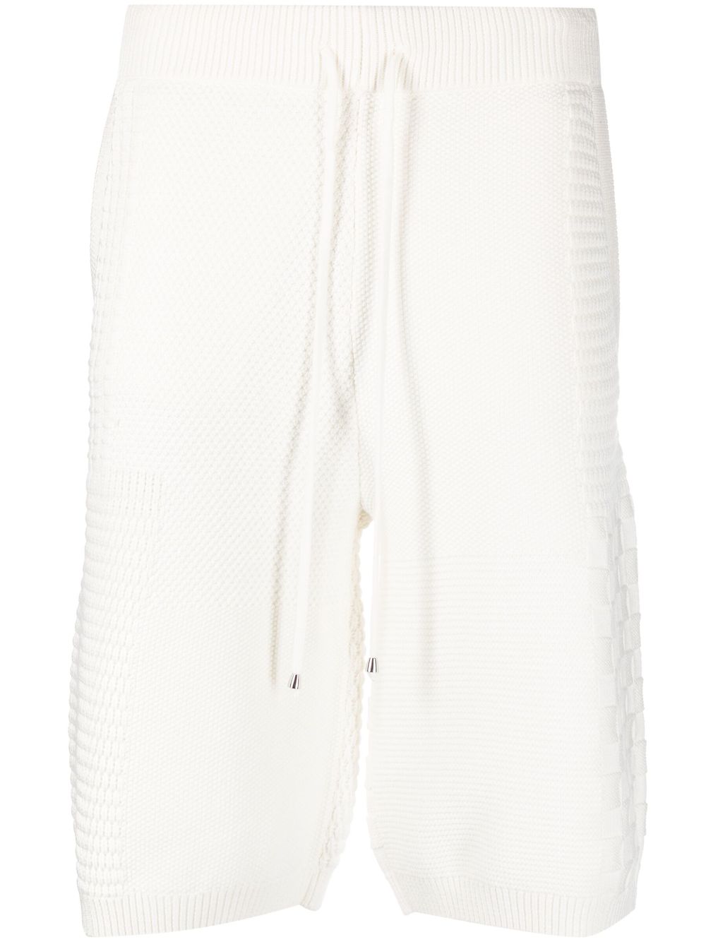 Drôle De Monsieur Waffle-knit Bermuda Shorts In Weiss