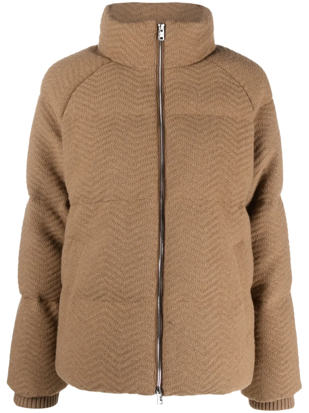 Woolrich Knitted Puffer Jacket In Brown