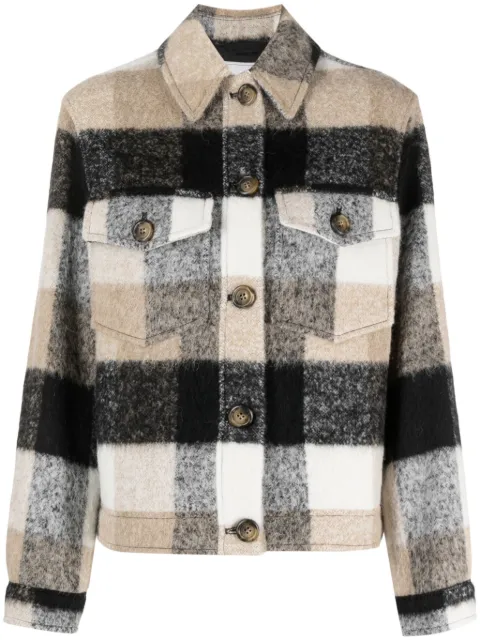 Woolrich fringed checked shirt jacket