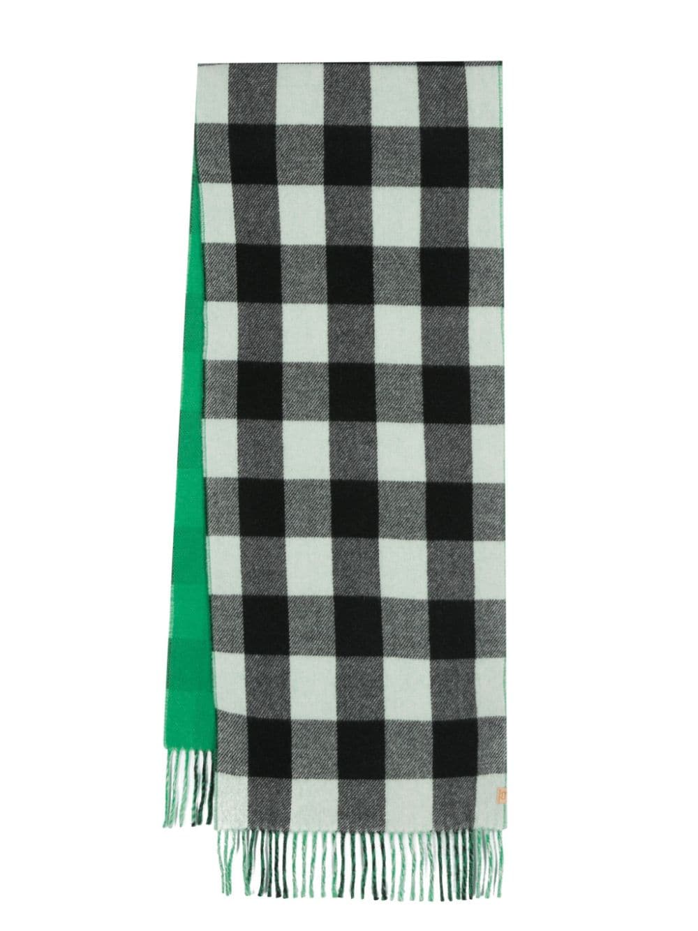 Shop Woolrich Reversible Gingham-check Wool Scarf In Grün