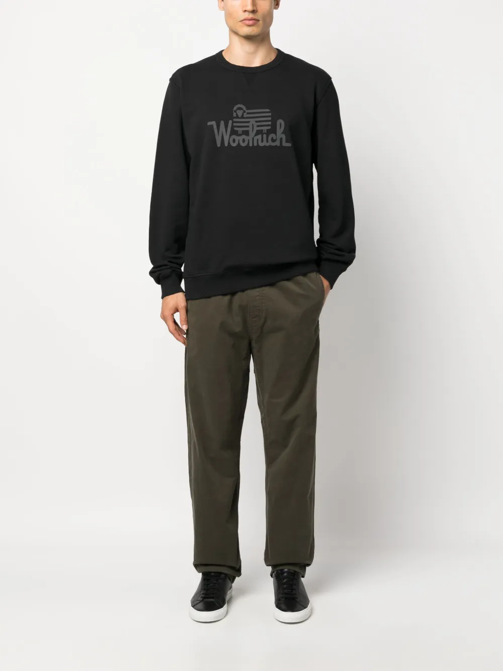 Woolrich logo-print organic-cotton sweatshirt - Zwart