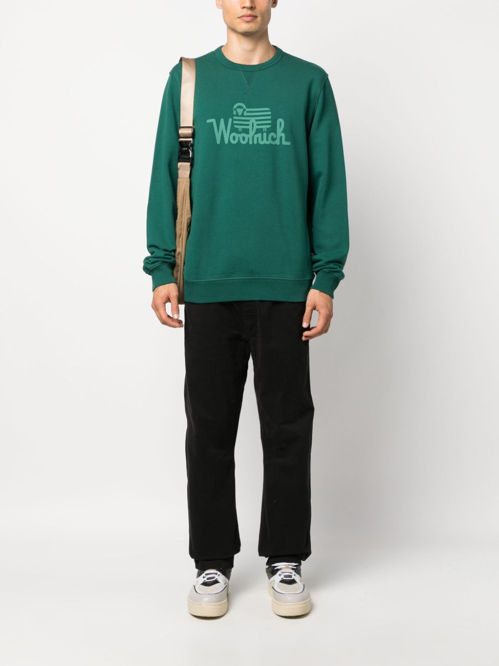 Woolrich logo-print organic-cotton sweatshirt - Groen