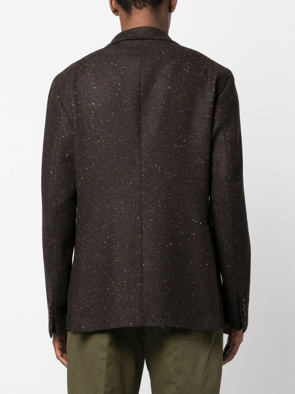 Shop Tagliatore Speckle-knit Single-breasted Blazer In Brown