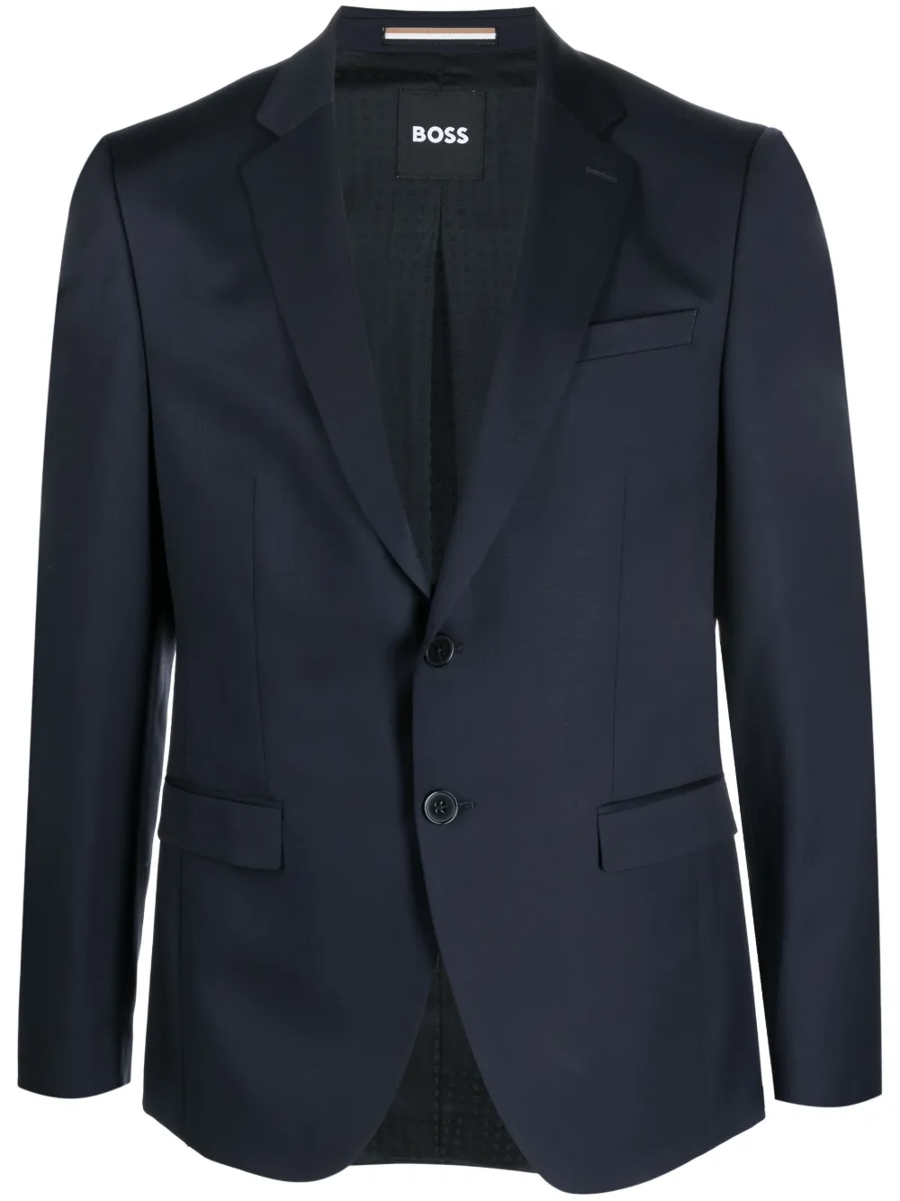 Hugo Boss Boss Notched Lapel Padded Shoulder Jacket With Eyelet Design In Blue