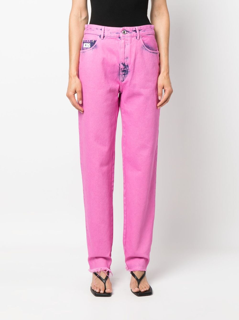 Shop Gcds Bling Logo-embellishment Jeans In Rosa