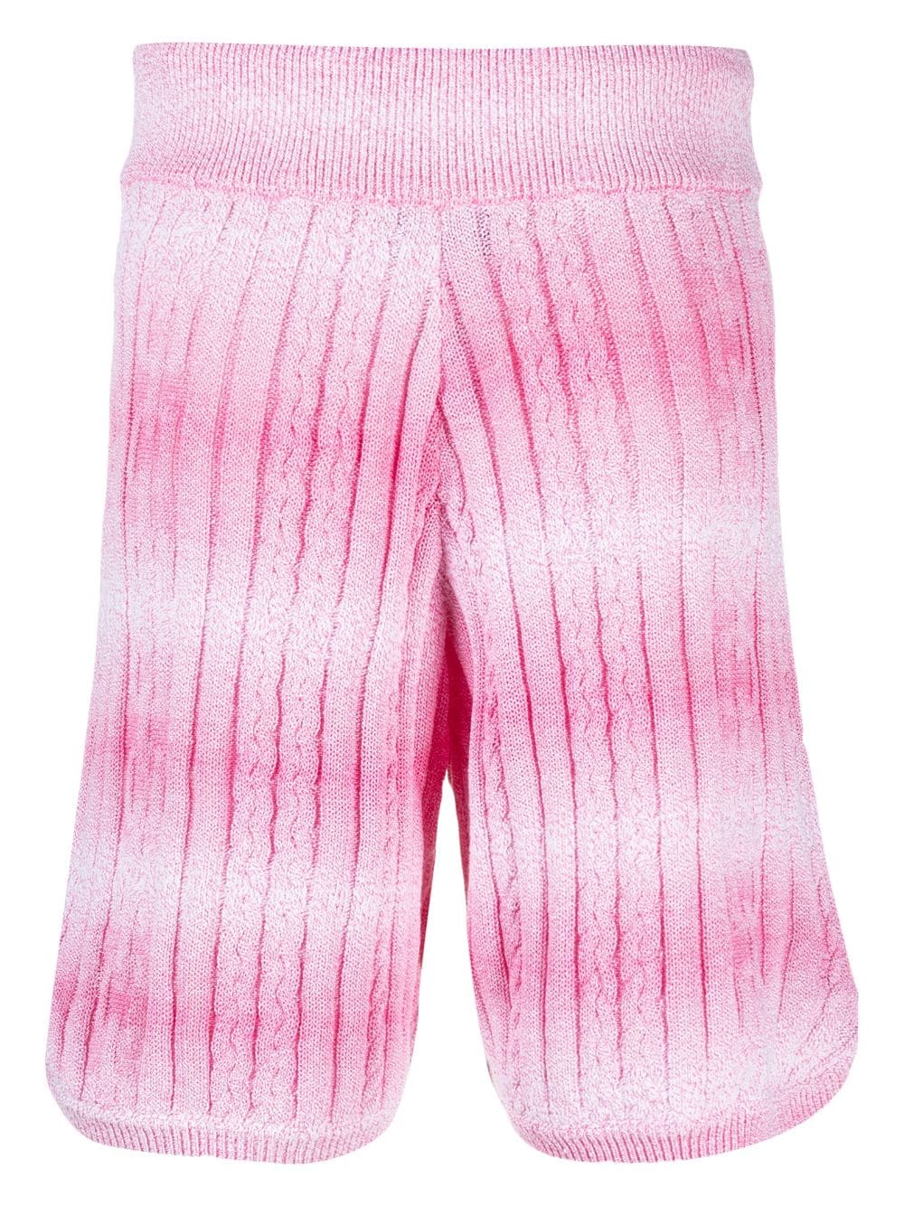 Shop Gcds Knitted Degradé Bermuda Shorts In Pink