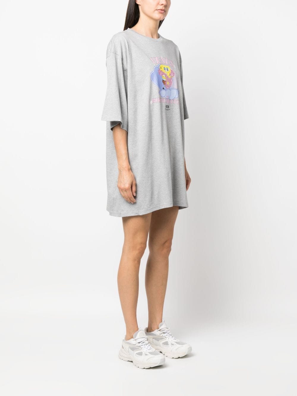 Shop Gcds X Spongebob Printed Cotton-jersey T-shirt Dress In Grey
