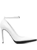 GCDS 110mm pointed leather pumps - White