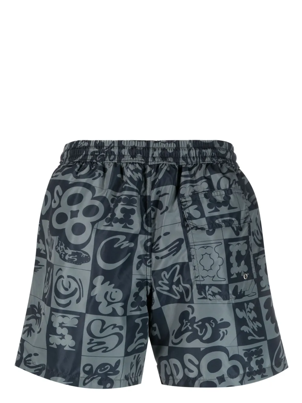 Shop Gcds Checkerboard-print Swim Shorts In Black