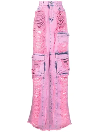 GCDS Saia Longa Jeans | Rosa | FARFETCH BR