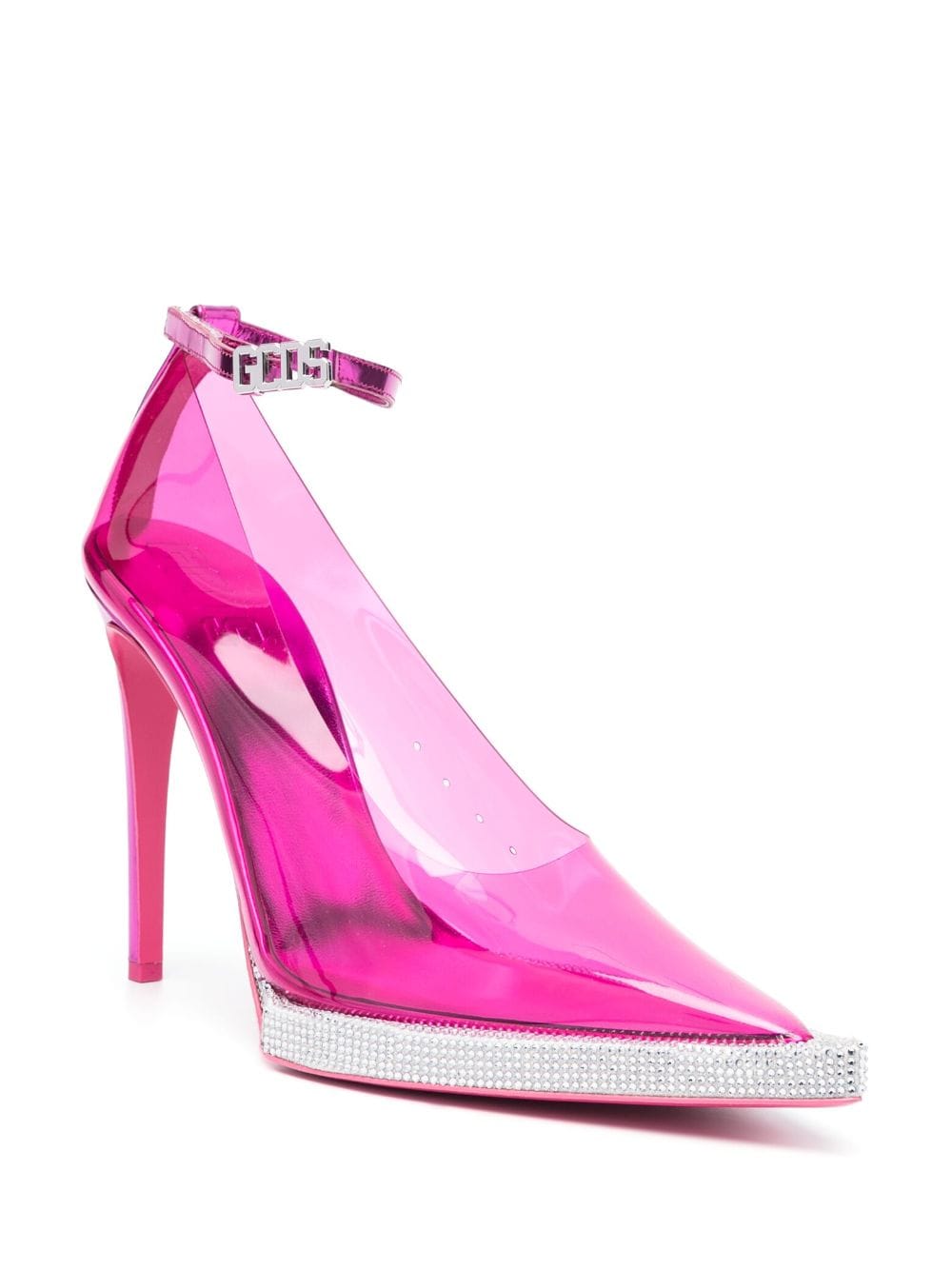 Shop Gcds 130mm Transparent Pointed-toe Pumps In Pink
